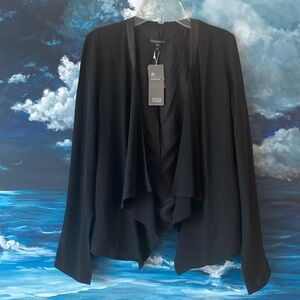 NWT Eileen Fisher Silk Leather Drape Jacket